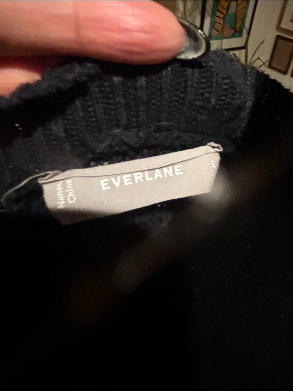 Everlane Black Knit Top - Ribbed Neckline